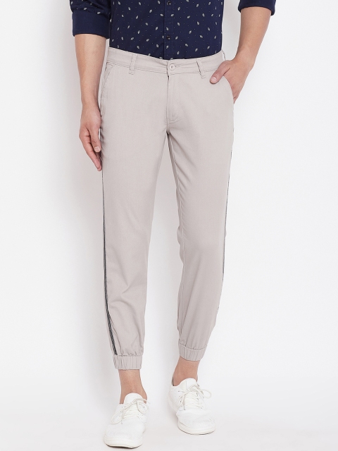 

Canary London Men Grey Slim Fit Striped Joggers