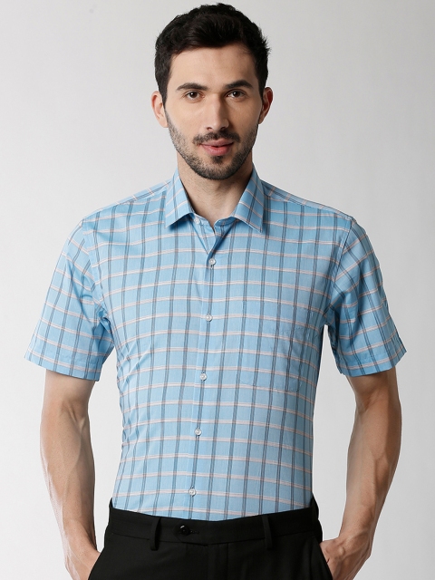 

Peter England Men Blue Slim Fit Checked Formal Shirt