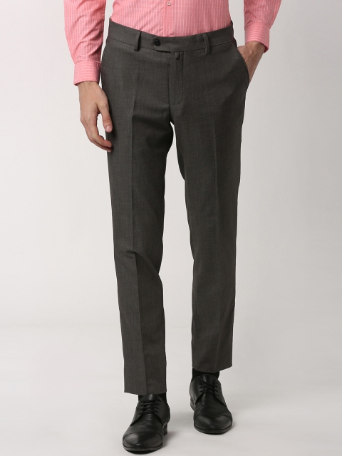

Peter England Men Black Slim Fit Self Design Formal Trousers