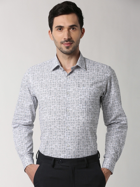 

Peter England Men Grey Slim Fit Printed Formal Shirt