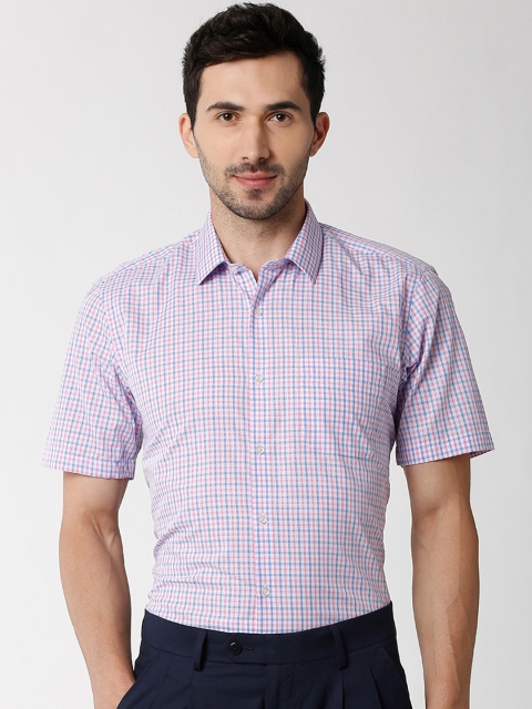 

Peter England Men Pink Regular Fit Checked Formal Shirt