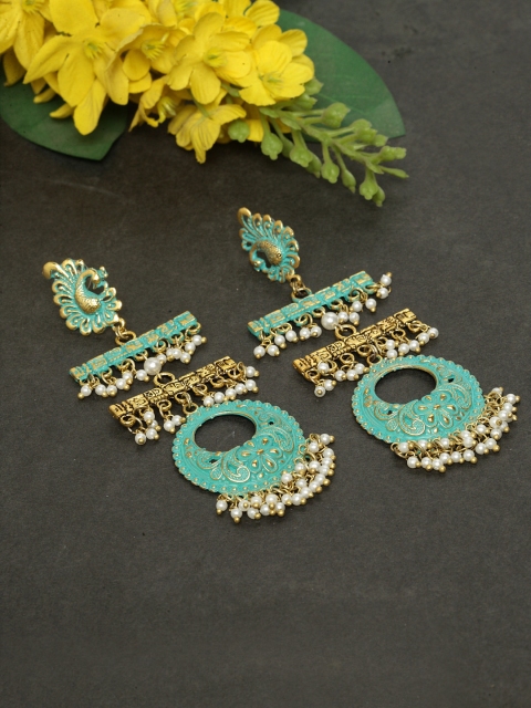 

AKS Green & Gold-Plated Classic Drop Earrings
