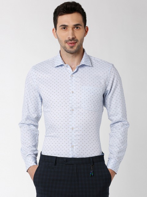 

Peter England Elite Men Blue Slim Fit Printed Formal Shirt