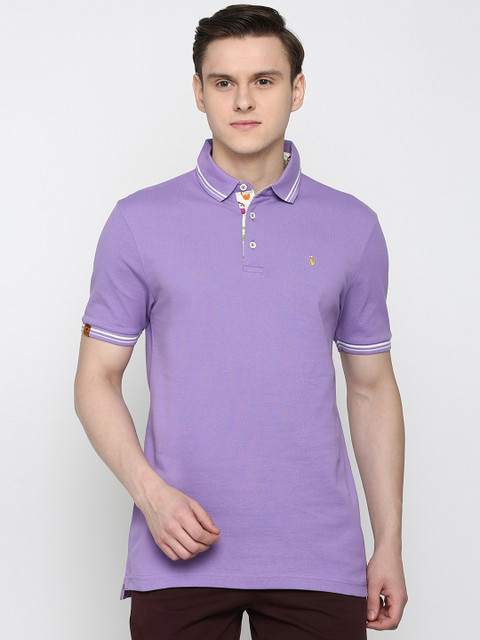 

SIMON CARTER LONDON Men Purple Solid Polo Collar T-shirt