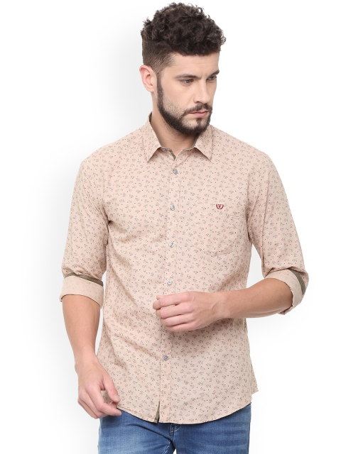 

Van Heusen Sport Men Peach-Coloured Slim Fit Printed Casual Shirt