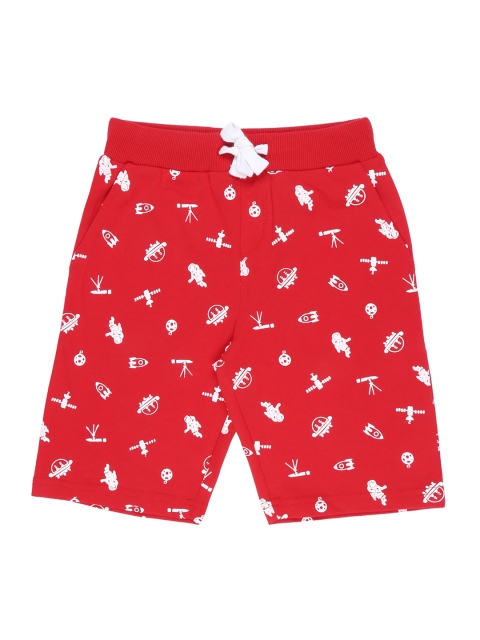 

Pantaloons Junior Boys Red Printed Regular Fit Regular Shorts