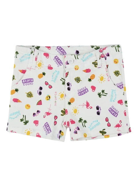 

Pantaloons Junior Girls White Printed Regular Fit Regular Shorts