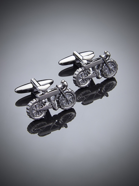 

shaze Black Gunmetal-Toned Quirky Cufflinks, Metallic