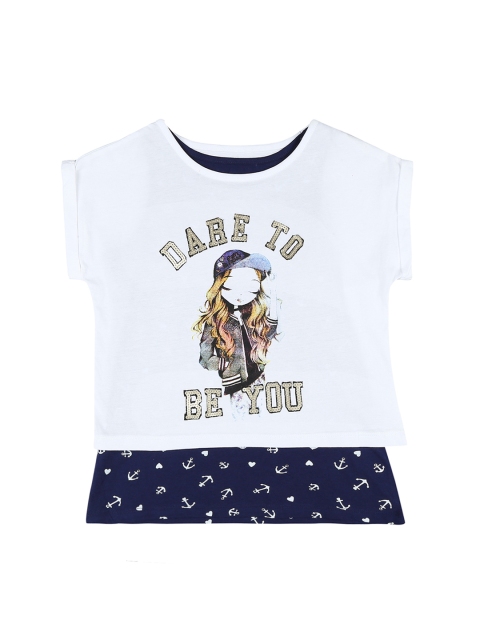 

Pantaloons Junior Girls White Printed Round Neck T-shirt