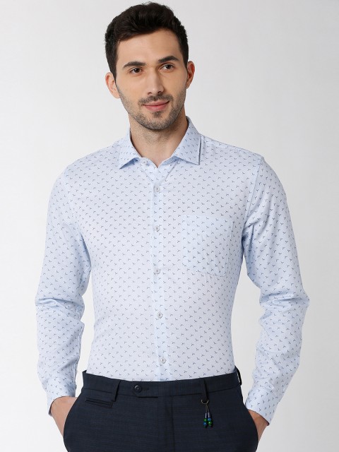 

Peter England Elite Men Blue Slim Fit Printed Casual Shirt