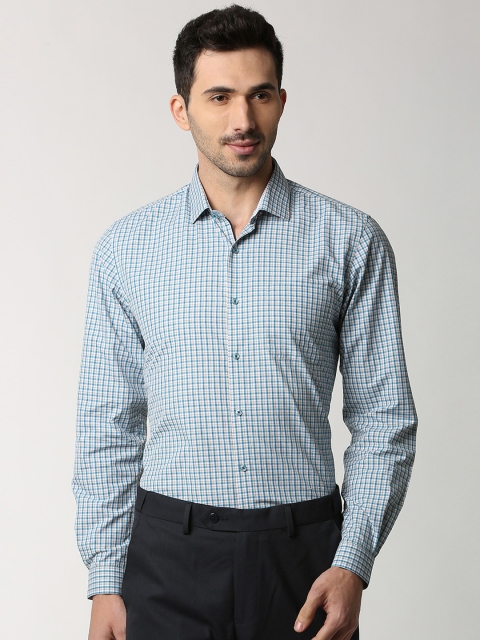 

Peter England Men Blue & White Slim Fit Checked Formal Shirt