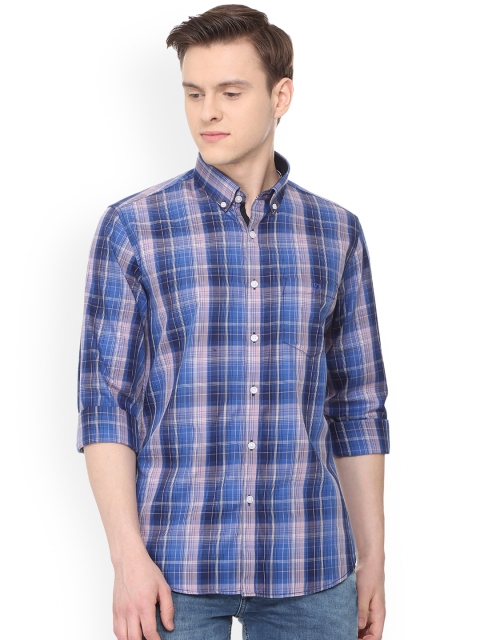 

Van Heusen Sport Men Blue & Pink Slim Fit Checked Casual Shirt