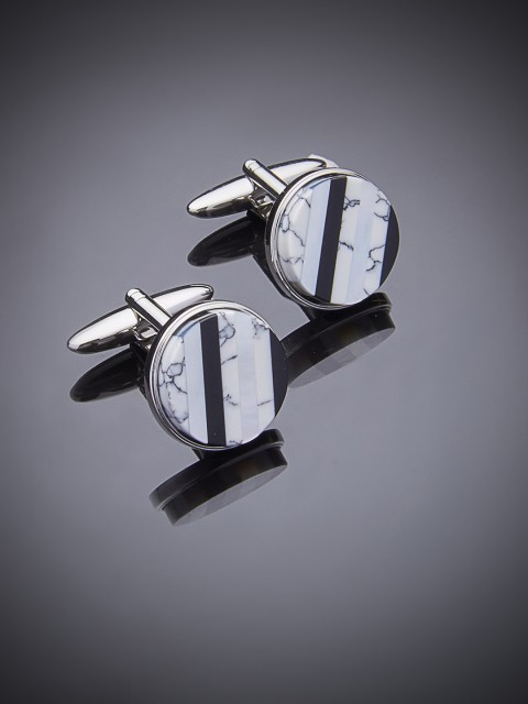 

shaze Silver-Plated Geometric Cufflinks