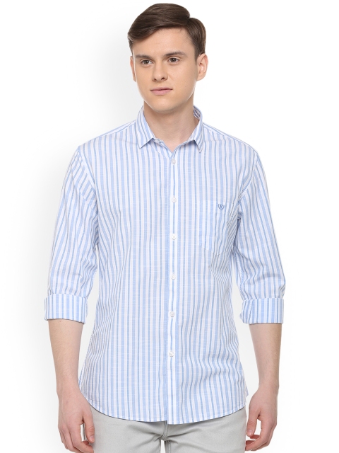 

Van Heusen Sport Men Blue & Off-White Slim Fit Striped Casual Shirt