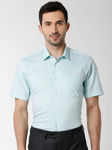 

Peter England Men Sea Green Regular Fit Self Design Formal Shirt