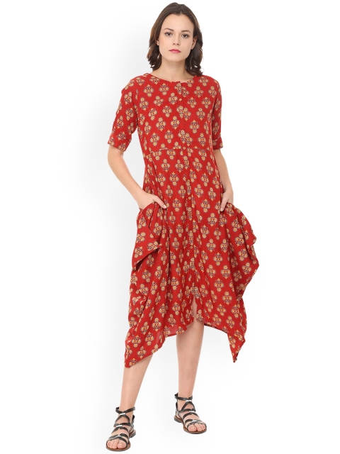 

People Women Red Printed A-Line Dress