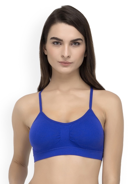 

Laceandme Blue Lace Detail Non-Wired Lightly Padded Bralette Bra 4378