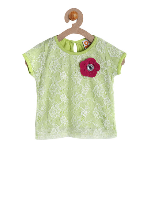 

612 league Girls Green Self Design Top