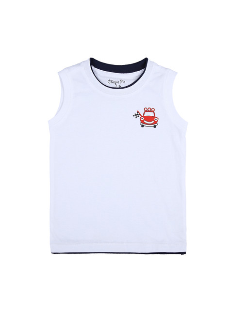 

Pantaloons Baby Boys White Solid Round Neck Pure Cotton T-shirt