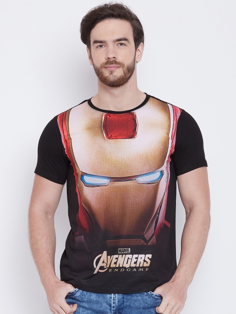 Marvel by Wear Your Mind Men Black Printed Round Neck T-shirt
