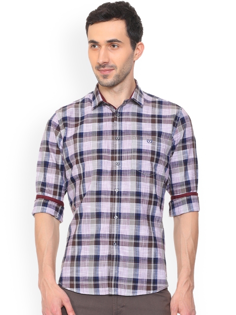 

Van Heusen Sport Men Blue & Off-White Slim Fit Checked Casual Shirt