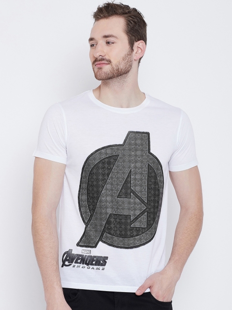 Marvel by Wear Your Mind Men White Printed Round Neck T-shirt