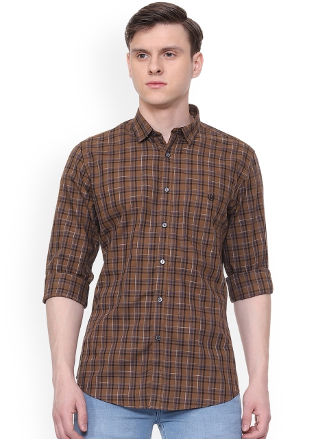 

Van Heusen Sport Men Brown & Blue Slim Fit Checked Casual Shirt