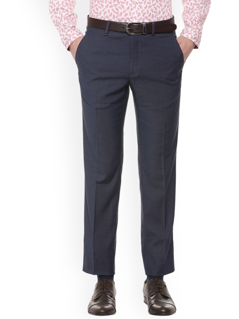 

Van Heusen Men Navy Blue Slim Fit Solid Formal Trousers