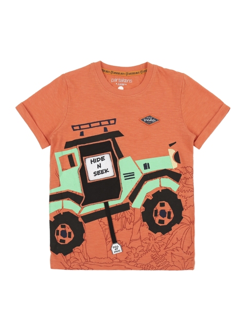 

Pantaloons Junior Boys Orange Printed Round Neck T-shirt