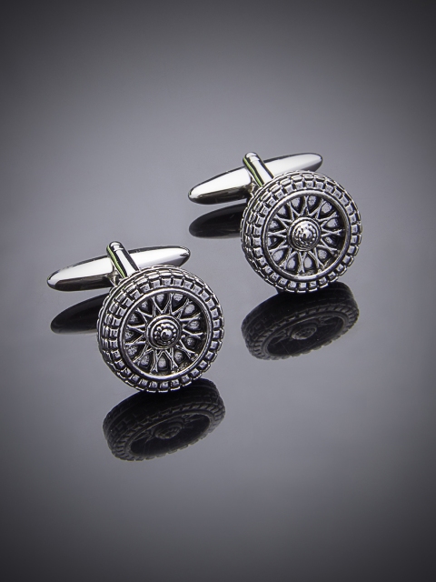 

shaze Silver-Plated Geometric Cufflinks