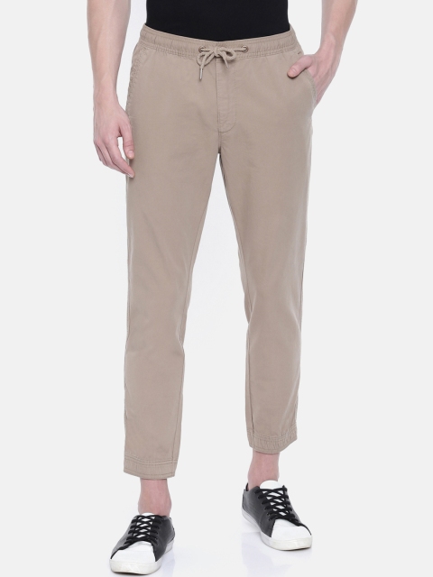 

Breakbounce Men Khaki-Coloured Solid Slim-Fit Joggers