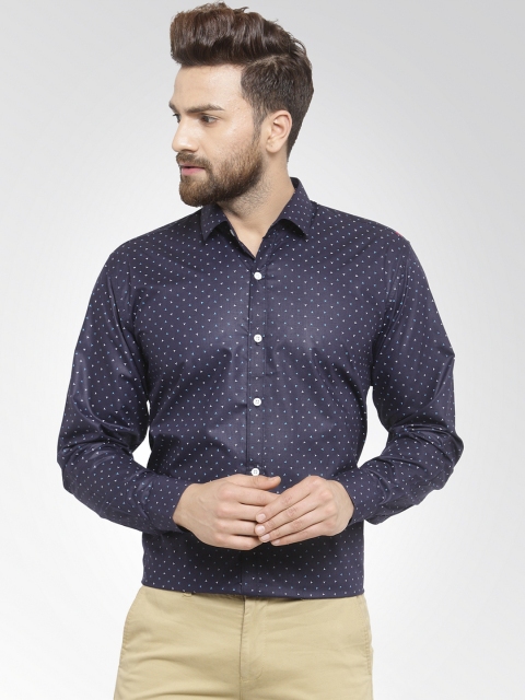 

JAINISH Men Navy Blue Classic Slim Fit Printed Formal Shirt