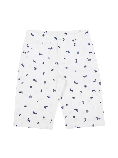

Pantaloons Junior Boys White Printed Regular Fit Regular Shorts