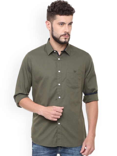 

Van Heusen Sport Men Olive Green Slim Fit Solid Casual Shirt