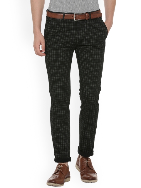 

V Dot Men Black Slim Fit Checked Regular Trousers
