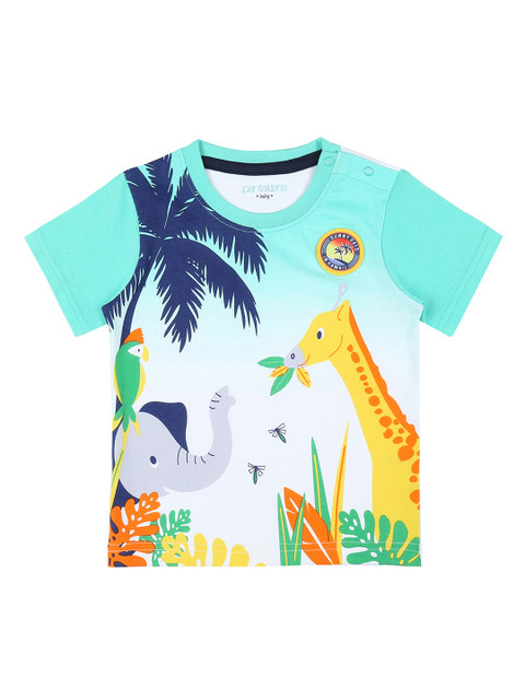 

Pantaloons Baby Boys Green Printed Round Neck T-shirt