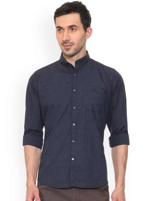 

Van Heusen Sport Men Navy Blue Slim Fit Checked Casual Shirt