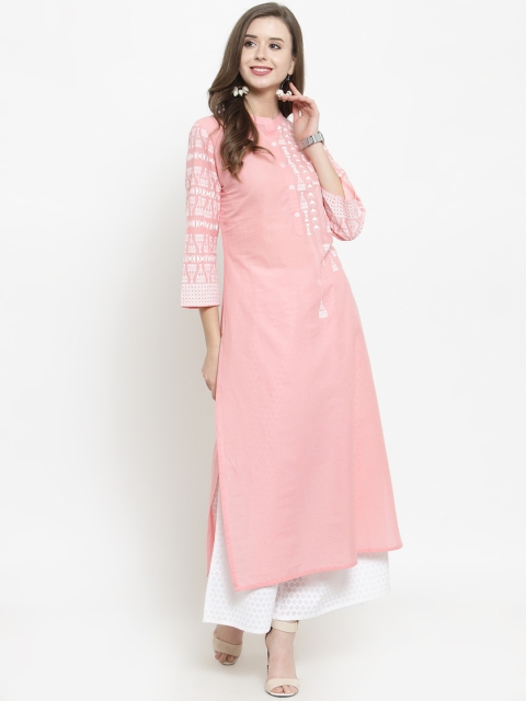 

Varanga Women Peach-Coloured & White Printed Kurta with Palazzos