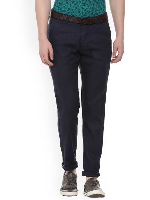 

Van Heusen Sport Men Navy Blue Slim Fit Solid Regular Trousers