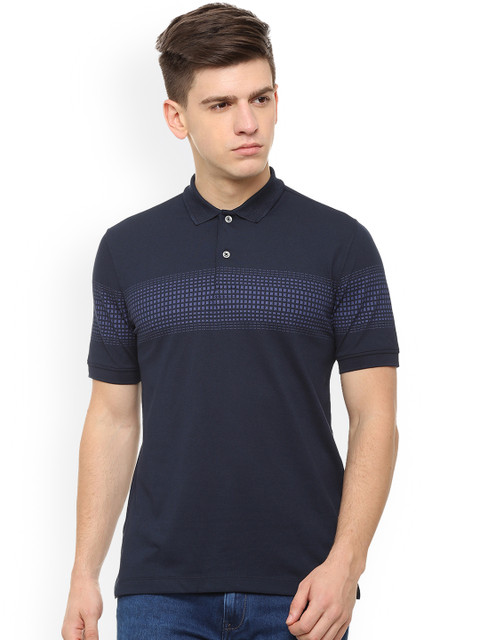 

Van Heusen Men Navy Blue Printed Polo Collar T-shirt
