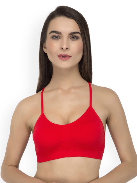 

Laceandme Red Lace Detail Non-Wired Lightly Padded Bralette Bra 4380