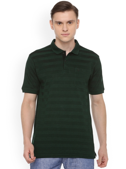 

Allen Solly Men Green Striped Polo Collar T-shirt