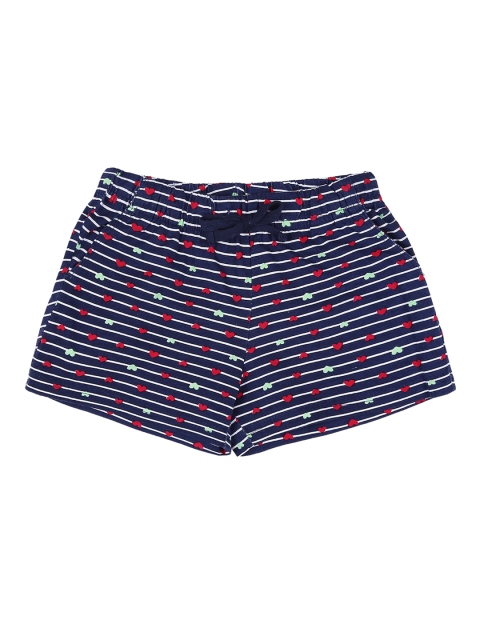 

Pantaloons Junior Girls Blue Striped Regular Fit Regular Shorts