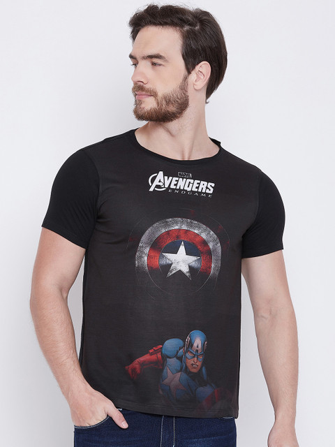 

Marvel by Wear Your Mind Men Black Printed Round Neck T-shirt