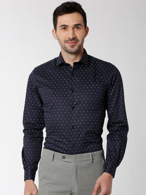 

Peter England Elite Men Navy Blue Slim Fit Printed Formal Shirt