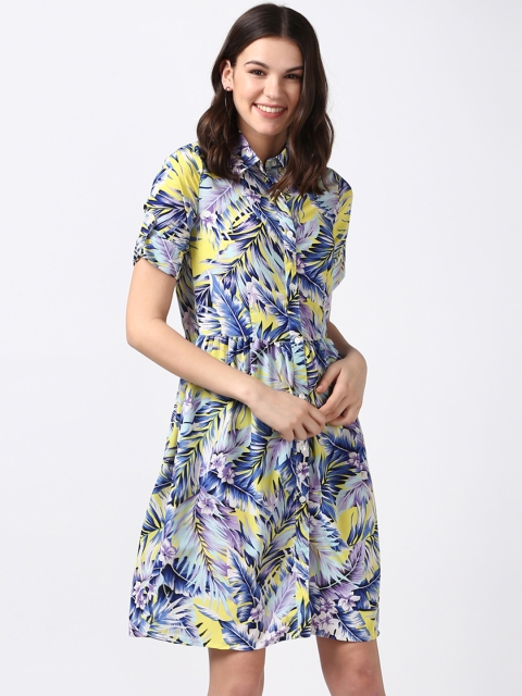 StyleStone Women Blue Printed Shirt Dress
