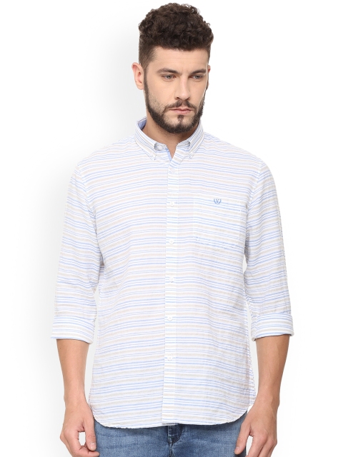 

Van Heusen Sport Men White & Blue Slim Fit Striped Casual Shirt