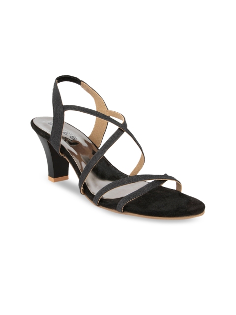 

SOLES Women Black Solid Sandals