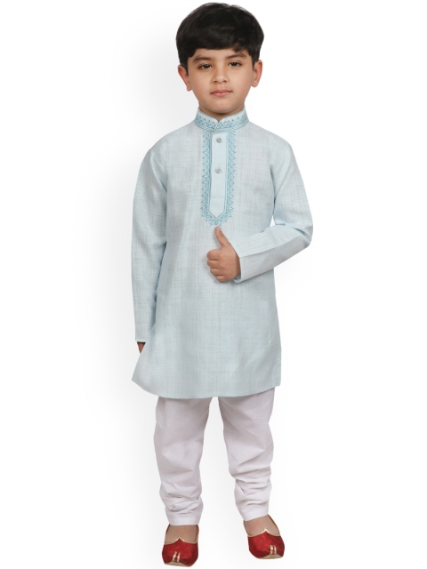 

SG YUVRAJ Boys Blue Embroidered Kurta with Pyjamas