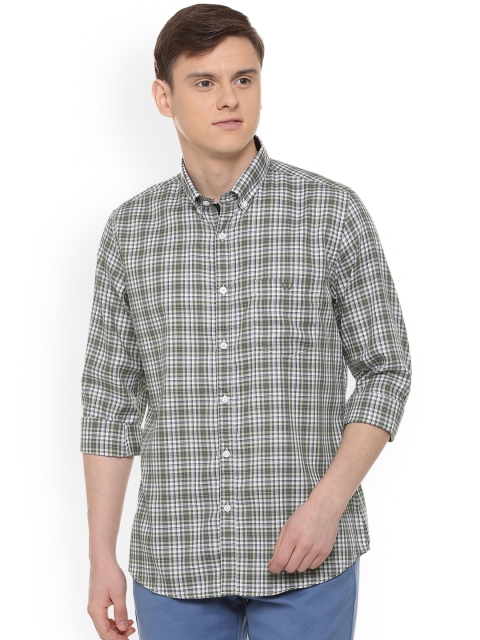 

Van Heusen Sport Men Green & White Slim Fit Checked Casual Shirt